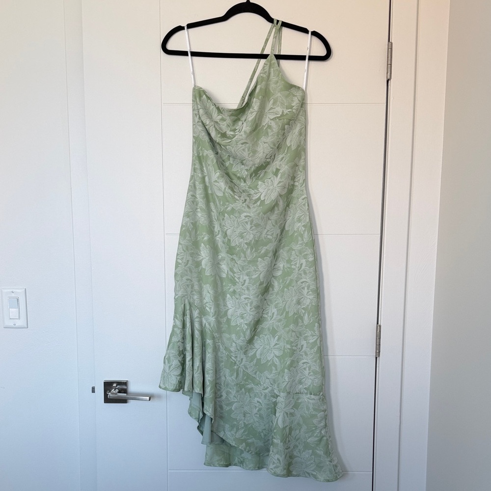 Green Floral Asymmetrical Dress